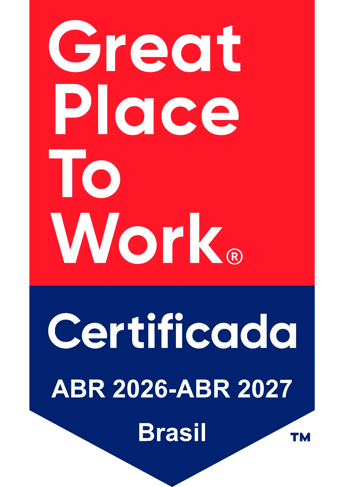 Selo Great Place to Work Certificada Brasil 2026-2027